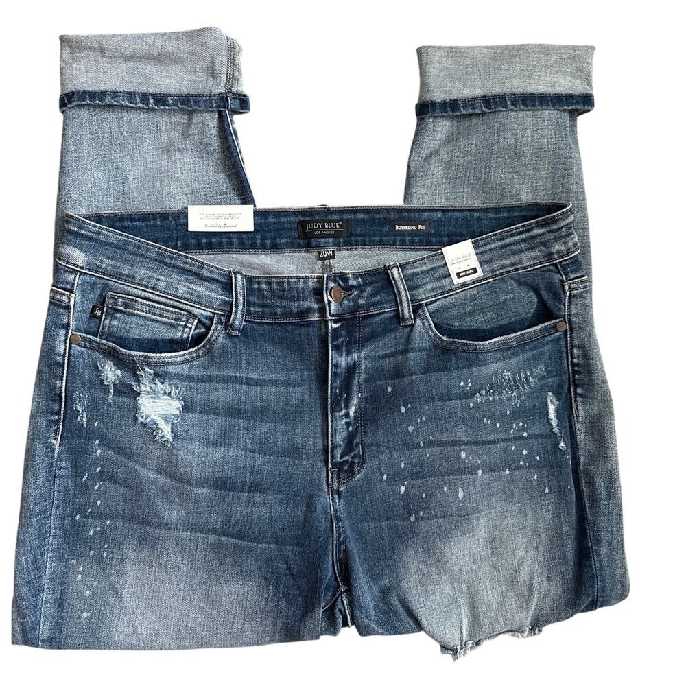 Judy Blue Plus Destroyed Mid-Rise Bleach Splatter Boyfriend Fit Size 20W - Picture 9 of 12